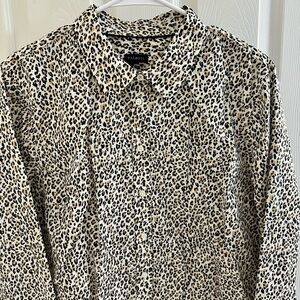 Talbots Women’s Leopard Print Shirt - Black, Brown and Off-White